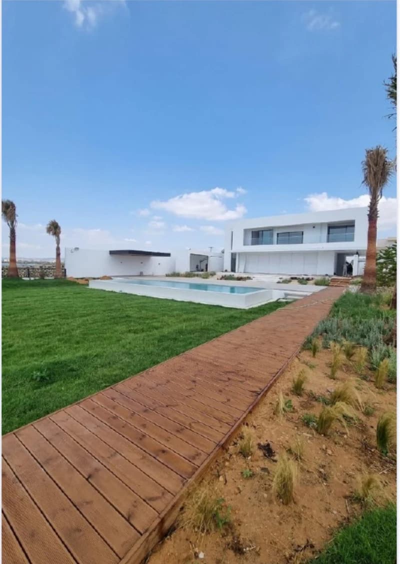 Aménagement extérieur avec piscine, terrasse et jardin
